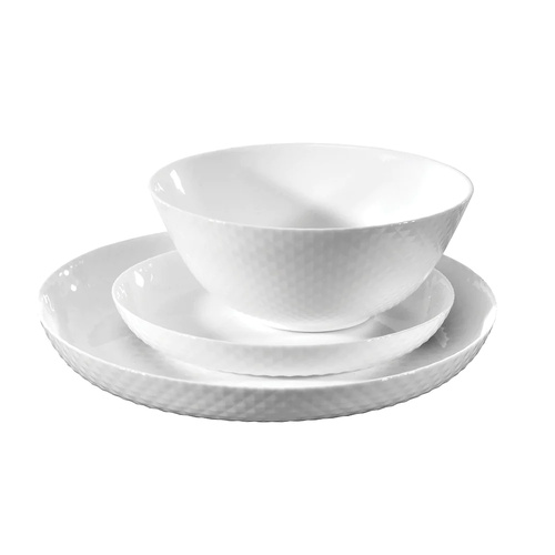 Wiltshire Diamond White Dinner Set of 12 -12pc