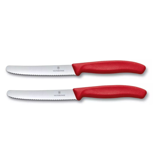 Victorinox Steak & Tomato Knife Pistol Grip 11cm Red Set x 2 Knives