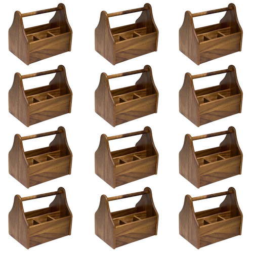 Moda Artisan Acacia Wood Cutlery Caddy Set of 12
