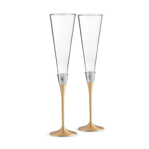 Vera Wang Wedgwood With Love Gold Giftware Toasting Flute Pair 2pc Set