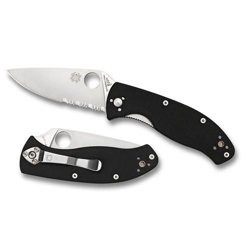 Spyderco Tenacious G-10 Black - Combo Blade Folding Knife YSC122GPS 