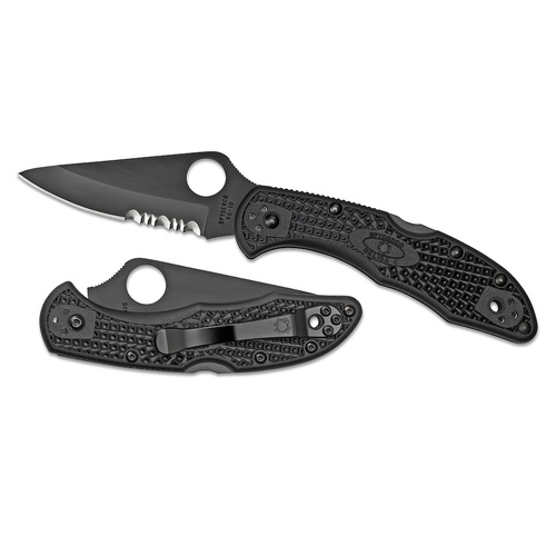 Spyderco Delica 4 Lightweight Black , Black Combo Blade , C11PSBBK 