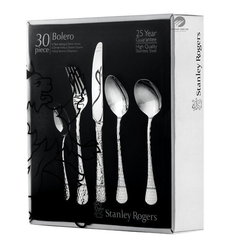 STANLEY ROGERS 30 PIECE STAINLESS STEEL BOLERO CUTLERY SET 30PC