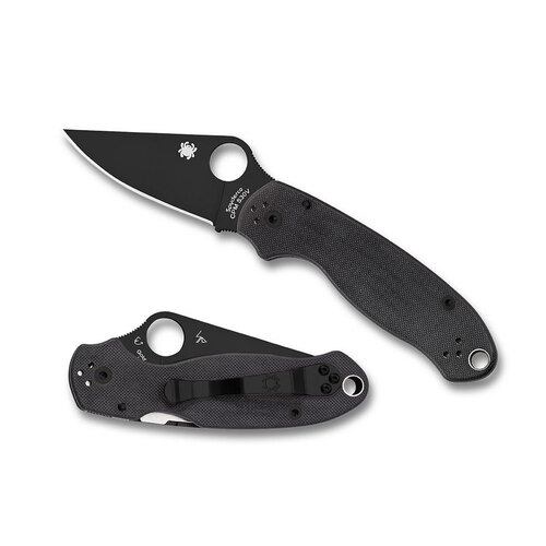 SPYDERCO PARA MILITARY 3 G-10 BLACK SATIN PLAIN BLADE FOLDING KNIFE C223GPBK