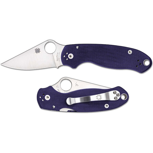 SPYDERCO PARA MILITARY 3 G-10 DARK BLUE S110V PLAIN BLADE FOLDING KNIFE C223PCBL